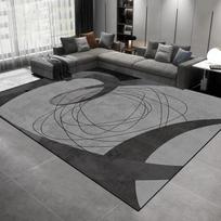 Modern Geometric Marble Area Rug, Black Grey Abstract Decorative Floor Mat for Living Room Bedroom, Non-Slip Washable Carpet 120x160cm-Felt