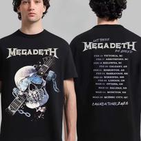 Megadeth Canada 2026 Tour Dates Logo Graphic Tee Featuring Full Show Schedule and Slogan Metal Streetwear Casual Unisex Top S gray