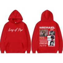 King of Pop Michael Jackson Bad Era Hoodies Men's Clothes Punk Sweatshirt Long Sleeve Oversized Hoodie 2XL red