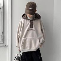 Boys Big Kids Fleece Lined Hooded Sweatshirt Long Sleeve Color Block 180cm pilka
