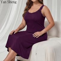 Black Lace Cami Nightgown Sleeveless Milk Silk Plus Size Pajamas Loose Casual Home Wear 5XL