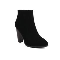 Womens Chunky Heel Ankle Boots With Side Zipper Suede PU Winter Warm Thick Sole Platform Boot 39 black