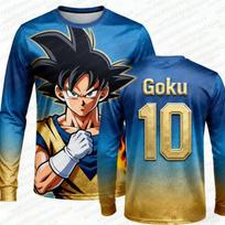 2026 New Adult Men's Dragon Ball Goku Printed Football Jersey Long Sleeves Kids Anime T-Shirt Football Jersey Breathable Y2k 4XL black