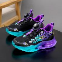 Boys' shoes2026Spring new leather waterproof children's sports shoes with rotating buckle anti-slip running shoes for older kids 40 blue