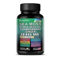 Bcuelov Sea Moss Black Seed Oil Capsules, 16-in-1 Extra Strength, with Ashwagandha, Ginger, Turmeric, 19445mg, 120 Caps 120 Capsules
