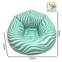 Portable Lazy Sofa Ball Shape Striped Inflatable Sofa for Outdoor Camping Picnic Comfortable Seat Cushion with Carry Bag QXTWSF-green