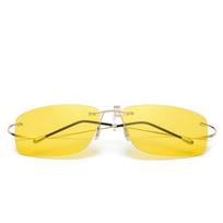 Square Sun Glasses Rimless for Men Driving Polarized Sunglasses Rimless Super Light Eyewear yellow