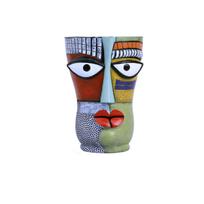 Picasso įkvėptas abstraktus veido vazonas - Brutalizmo vazonas su skulptūriniu menu namų dekoravimui ir sodinimui One Size gray