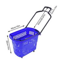 Trolley Rolling Shopping Baskets 6 pcs Plastic 35L with Handles Shopping Carts mėlyna