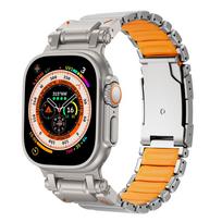 Titanium Metal WatchBand for Apple Watch Band Ultra 3 49mm Series 11 10 9 8 7 6 SE Rubber Luxury Strap for iWatch 46mm 45mm 44mm 45mm 44mm gray