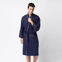 Men's Winter Solid Soft Lace-Up Shawl Bathrobe Long Sleeve Robe Coat XL white