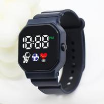C3-12 Astronaut Led Electronic Watch Square Digital Sports Student Button Electronic Watch tamsiai mėlyna spalva