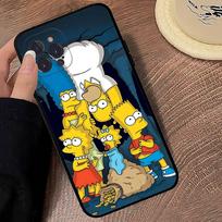 Juokingas animacinis S-Simpsonai telefono dėklas IPhone 14 Plus 13 Mini 11 16 15 17 Pro Max apsaugai, atsparus smūgiams iPhone 17pro max white