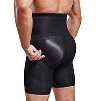 Men Butt Lifter Panties Hip Enhancer Padded Shorts Underwear Removable Pads Push Up High Waist Slimming Shapewear L black