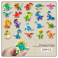 20-Pack 3D Dinosaur Refrigerator Magnets: Cute Cartoon Animals, Waterproof & Decorative blue