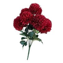 9 Heads Artificial Dandelion Bouquet Silk Cloth Dyed Edged Chrysanthemum Bunch Realistic Soft Home Decoration raudona