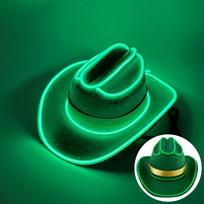 Funny LED Neon Mini Cowboy Hat Glowing Cat Dog Hat Animal Luminous Pet Cap for Christmas Puppy Costume Supplies (as the picture,adjustable) green