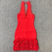 European & American Summer Lace Halterneck Floral Bodycon Bandage Evening Dress Large