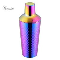 Elegant Metal Shaker for Bar Counter Hammered Cocktail Cup/Measuring Cup, Durable Food Grade Stainless Steel Professional Bartending Equipment A