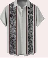 Retro flower shirt Hong Kong style short sleeve Thai Hawaiian style design sense fashion loose shirt men and women 4XL gray