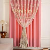 Double-Layer Blackout Lace Curtains with Grommets for Bedroom Bay Windows: Heat-Insulating, Soft Privacy Gauze 1m Fabric - No Processing beige