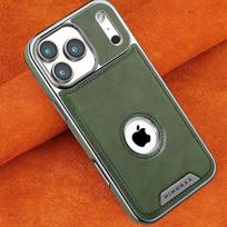 Magnetic Leather Case IPhone 17 Pro Max 16 15 14 13 12 With Drop Protection Electroplated Finish iPhone 16 Pro 6.3 gray