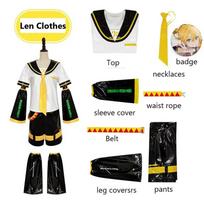 Anime Kagamin Len/Rin Cosplay Costume Rin Kagamin Uniform Len Outfits Iinclude Sleeves Leggings Headwear for Comic Con Outfits XXL black