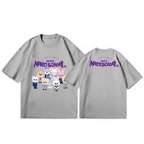 Stray Kids SKZ's Magic School T Shirt Kpop Graphic Tee Oversized Cartoon & Member Photo Short Sleeve Casual Summer Unisex Streetwear Cotton Top XXXXL gray