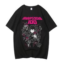 Mob Psycho 100 Funny Anime T-shirt Men 100% Cotton Tee Japan Manga High Quality Streetwear Cartoon T Shirt 2XL gray