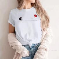Balloon Heart Banksy Women's T shirt Mafalda Comic Quino Crewneck Girls Tops Lady T shirt Funny Cute Women's Clothing 120 white