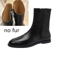 Women Genuine Leather Knight Boots Side Zipper Fashion Ankle Boots Large Size Short Boots 40 black