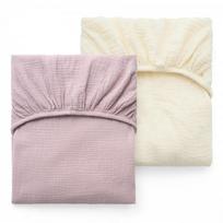 Breathable Cotton Muslin Fitted Crib Sheet Babies Toddlers Soft Double-Layer Bedding Pure Color Wrinkle Finish 130x72x25cm