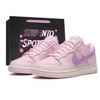 Nike Dunk Crimson Sakura With Snow Abrasion Resistant Abrasion Resistant Low top Skateboard Shoes Women's Pink Purple HJ5870-600(Team1321-) 37.5 gray