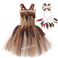 Cave Girls Costume for Girl Wild Man Cosplay Birthday Jungle Carnival Party Dresses Fancy Tutus Outfit Halloween Tutu Dress L(6-7Y)