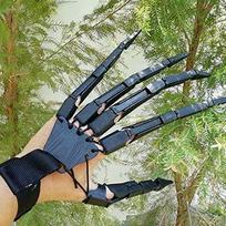 Helovino lankstūs pirštai 3D šarnyriniai pirštų ilgintuvai „Cosplay“ lankstus valdymas Right hand juoda