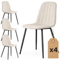 4x LUMO smėlio spalvos veliūrinės apmuštos kėdės su juodomis kojelėmis – elegantiškas komfortas jūsų valgomojo erdvei