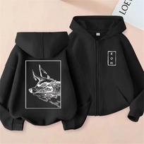 Anime Chainsaw Man Hayakawa Aki Fox Devil Kon Zipper Hoodie Men Women Manga Oversized Zip Up Jacket Male Vintage Casual Hoodies 2XL juoda