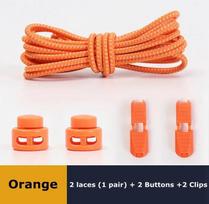 New1 Pair No Tie Shoelaces 1 Second Fast Round Plastic Lock Elastic Shoelace Suitable for All Sports Shoes Accessories Lazy Lace 100cm red