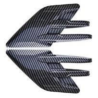 2Pcs Carbon Fiber Look Abs Car Side Fender Shark Gill Air Outlet Vent Cover Trim gray