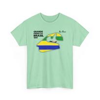Ayrton Senna Magic Home Win T-Shirt - Interlagos Race Track Tee - Formula Gift M blue