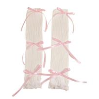Elegant Lace Bows Stacked Arm Sleeves Breathable Acrylic Arm Warmers for Comfort and Warm in Winter Outdoor Activities