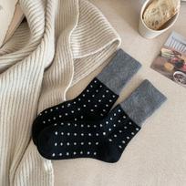 Color Blocked Polka Dot Wool Socks Trendy Pile Socks Thickened Velvet Warm and Comfortable Socks Autumn and Winter Long Socks One Size gray
