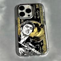 Madingas Karštas S-Scarface Telefono dėklas iPhone 17e 17 16 15 14 13 12 11 mini Pro Max X XR XSMAX Air Plus Skaidrus Minkštas Dangtelis iPhone 15 ProMax white