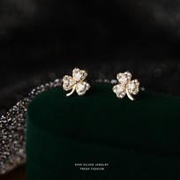 999 Sterling Silver Shining Zircon Flowers Stud Earrings with Zircon Buds Blooming Statement Earrings for Women Teens Decor Gift auksas