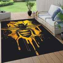 1pc Bees and honeycombs Print, Design Area Rug - Soft, Anti-Slip, and Durable Gaming Room Decor for Bedroom, Living Room 120cm by 160cm yellow