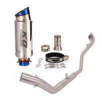 For CFMOTO 250NK 300NK 250SR 300SR 300SS Complete Exhaust System Header Mid Link Pipe 51mm Muffler s Removable DB Killer gray