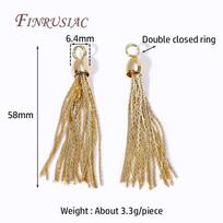 18K Gold Plated Brass Metal Chains Tassel Charms For Earrings Jewelry Making Supplies DIY Tassel Pendant Jewelry Findings 1 pair beige