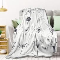 Dandelion Plant Flannel Throw Blanket Lightweight Soft Cozy Warm for Couch Sofa Bed Blanket King Queen Size White Flower Blanket Size: 75*100cm, Weight: 230 GSM gray