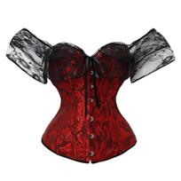 Womens Lace Boned Waist Trainer Corset Tummy Control Body Shaper Top M black