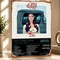 Lana Del Rey  Lust for Life Metal Poster Perfect Gift for Fans Lovers Personalized Wall Art Metal Sign for Bedroom Stuff Decor 20x30cm（7.8x11.8inch） gray
